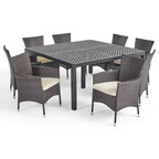 Bragdon Aluminum/ Brown Wicker 9-piece Outdoor Dining Set by Christopher Knight Home