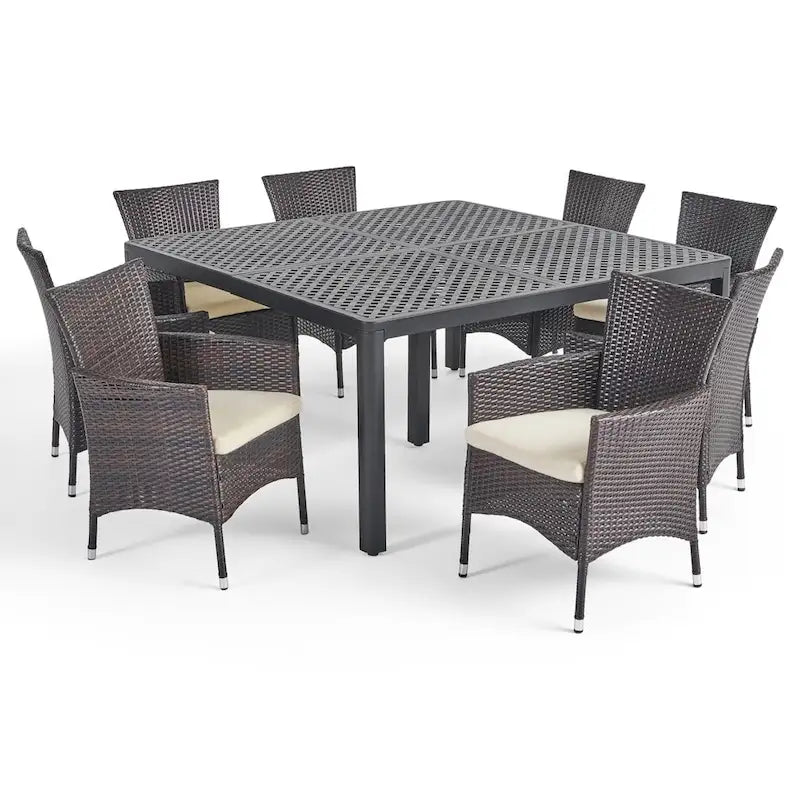 Bragdon Aluminum/ Brown Wicker 9-piece Outdoor Dining Set by Christopher Knight Home