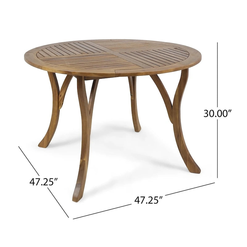 Wells Outdoor 4-Seater Round Acacia Wood Dining Set by Christopher Knight Home