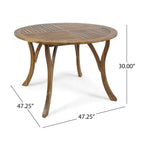 Wells Outdoor 4-Seater Round Acacia Wood Dining Set by Christopher Knight Home