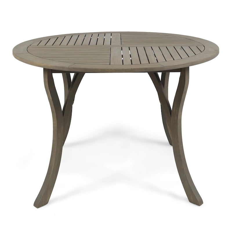 Wells Outdoor 4-Seater Round Acacia Wood Dining Set by Christopher Knight Home
