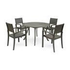 Wells Outdoor 4-Seater Round Acacia Wood Dining Set by Christopher Knight Home