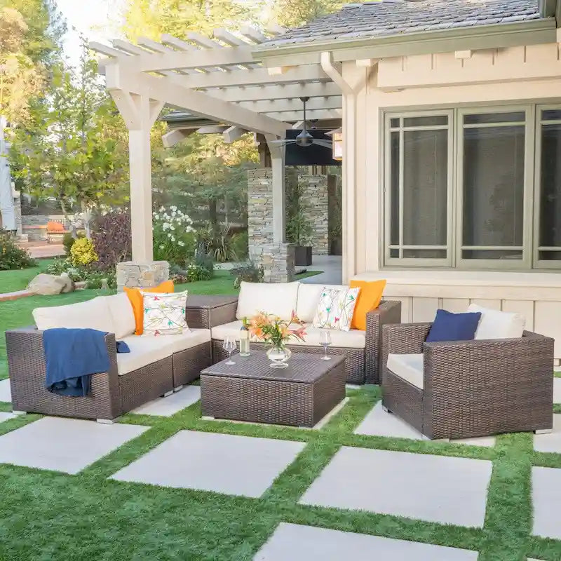 Santa Rosa Outdoor 7-piece Wicker Sectional Sofa with Storage by Christopher Knight Home