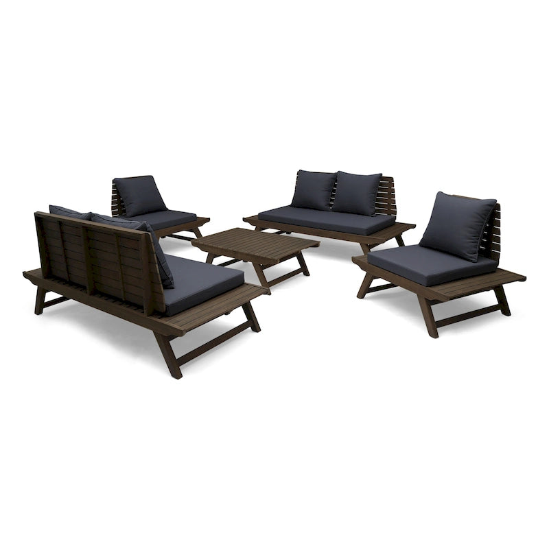 Sedona Outdoor 6 Seater Acacia Wood Chat Set by Christopher Knight Home