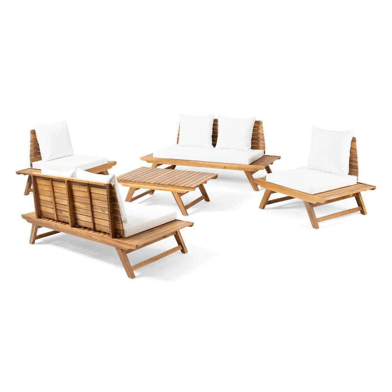 Sedona Outdoor 6 Seater Acacia Wood Chat Set by Christopher Knight Home
