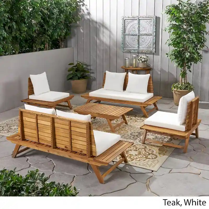 Sedona Outdoor 6 Seater Acacia Wood Chat Set by Christopher Knight Home