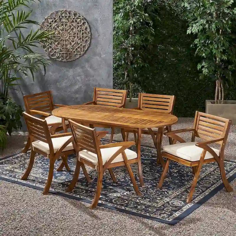 Hermosa Acacia Wood Outdoor 7-piece Dining Set by Christopher Knight Home