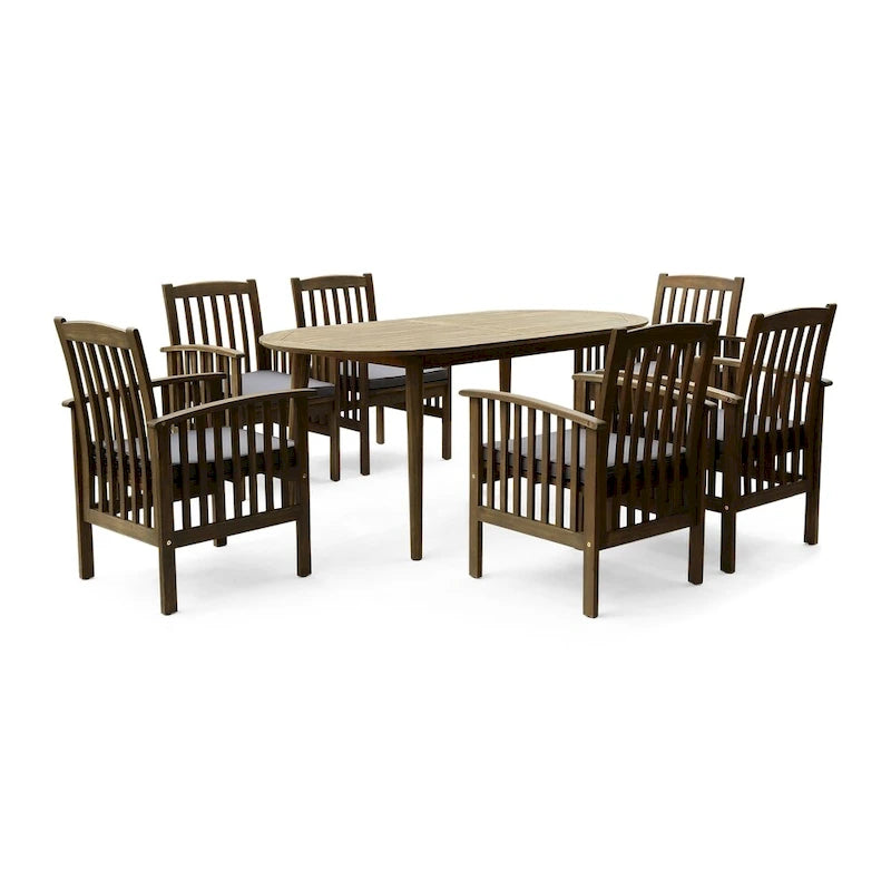 Casa Outdoor 6-seater Oval Acacia Dining Set by Christopher Knight Home