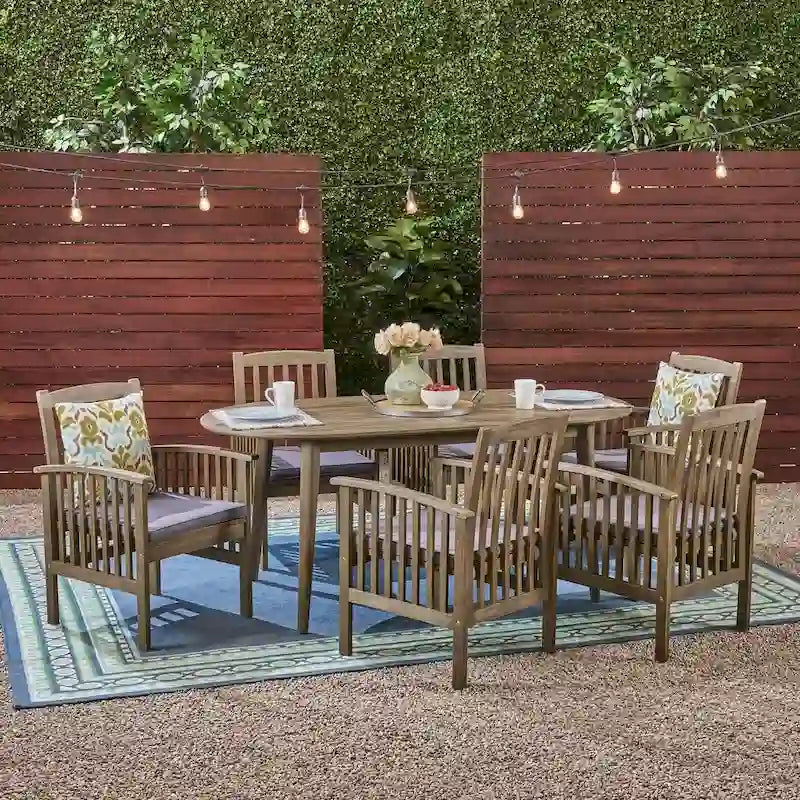 Casa Outdoor 6-seater Oval Acacia Dining Set by Christopher Knight Home