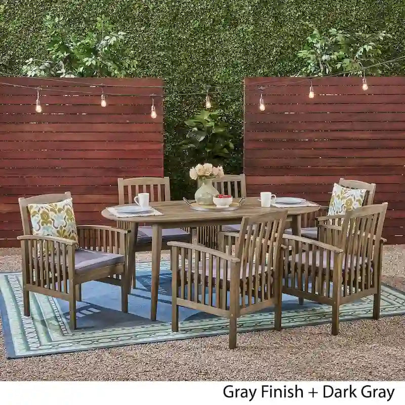Casa Outdoor 6-seater Oval Acacia Dining Set by Christopher Knight Home