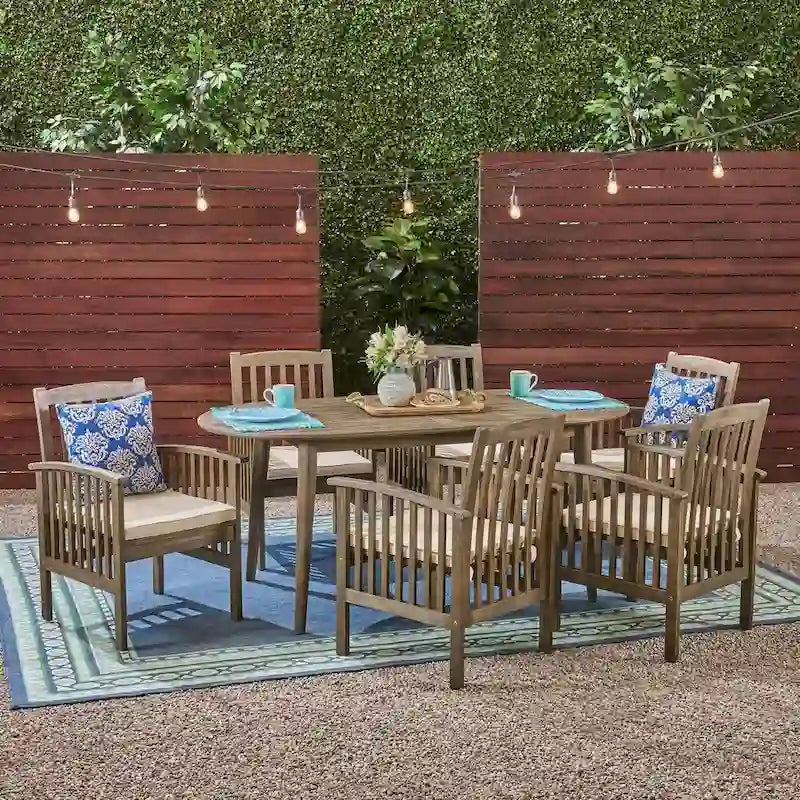 Casa Outdoor 6-seater Oval Acacia Dining Set by Christopher Knight Home