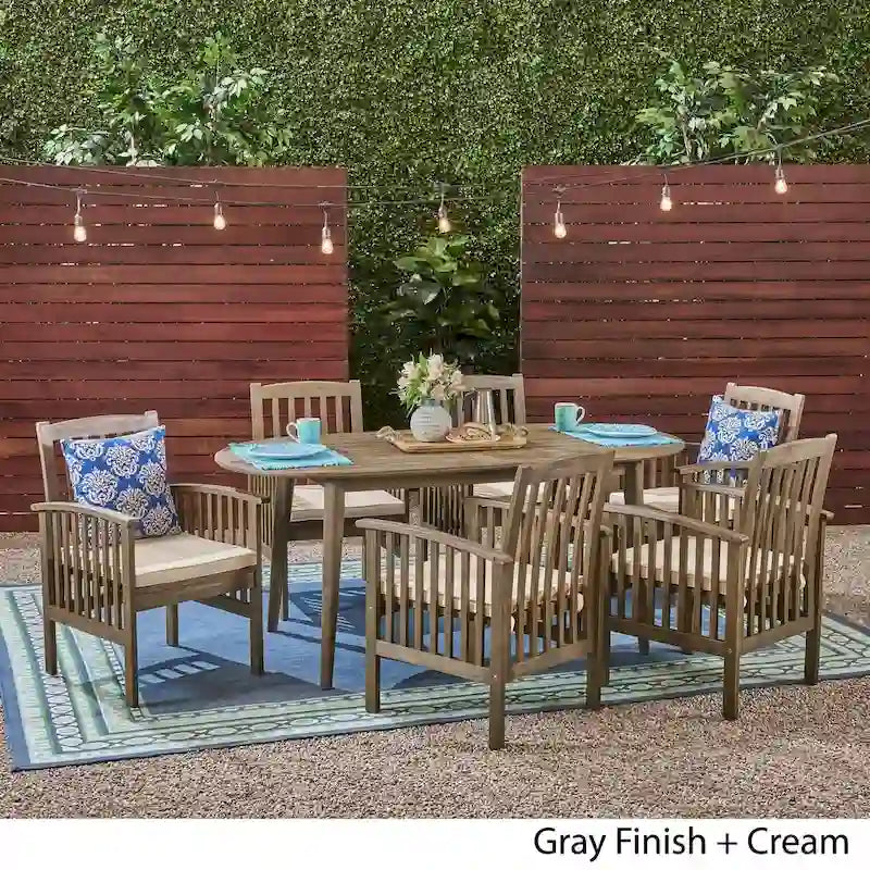 Casa Outdoor 6-seater Oval Acacia Dining Set by Christopher Knight Home