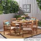 Casa Outdoor 6-seater Oval Acacia Dining Set by Christopher Knight Home