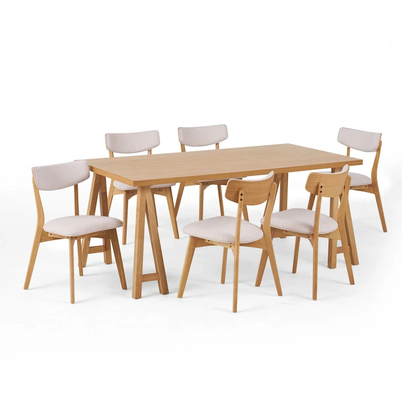 Chazz Set da Pranzo 7 Pezzi Moderno Metà Secolo con Tavolo A-Frame di Christopher Knight Home