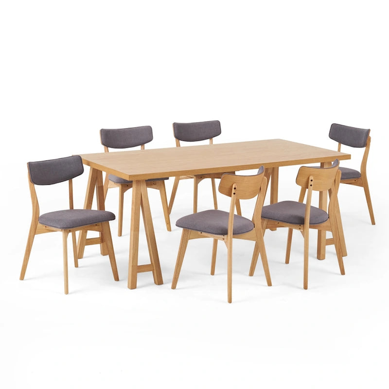 Chazz Set da Pranzo 7 Pezzi Moderno Metà Secolo con Tavolo A-Frame di Christopher Knight Home