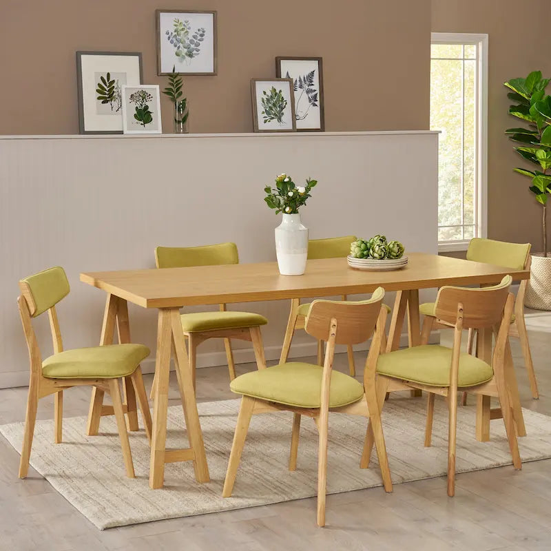 Chazz Set da Pranzo 7 Pezzi Moderno Metà Secolo con Tavolo A-Frame di Christopher Knight Home