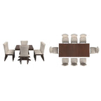 Tallinn Dark Cherry Wood and Beige Fabric Extendable Dining Set