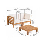 Oana Outdoor 2-Seater Acacia Wood Sectional Loveseat and Coffee Table Set with Cushions by Christopher Knight Home