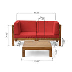 Oana Outdoor 2-Seater Acacia Wood Sectional Loveseat and Coffee Table Set with Cushions by Christopher Knight Home