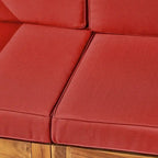 Oana Outdoor 2-Seater Acacia Wood Sectional Loveseat and Coffee Table Set with Cushions by Christopher Knight Home