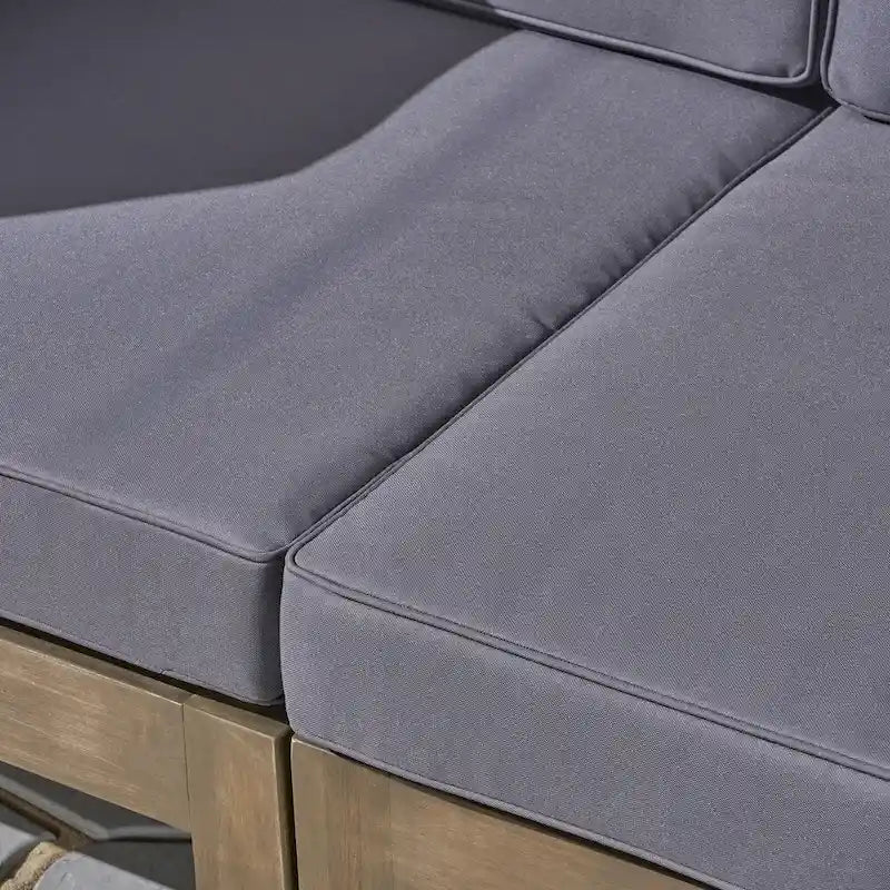Oana Outdoor 2-Seater Acacia Wood Sectional Loveseat and Coffee Table Set with Cushions by Christopher Knight Home