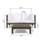 Oana Outdoor 2-Seater Acacia Wood Sectional Loveseat and Coffee Table Set with Cushions by Christopher Knight Home