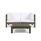 Oana Outdoor 2-Seater Acacia Wood Sectional Loveseat and Coffee Table Set with Cushions by Christopher Knight Home