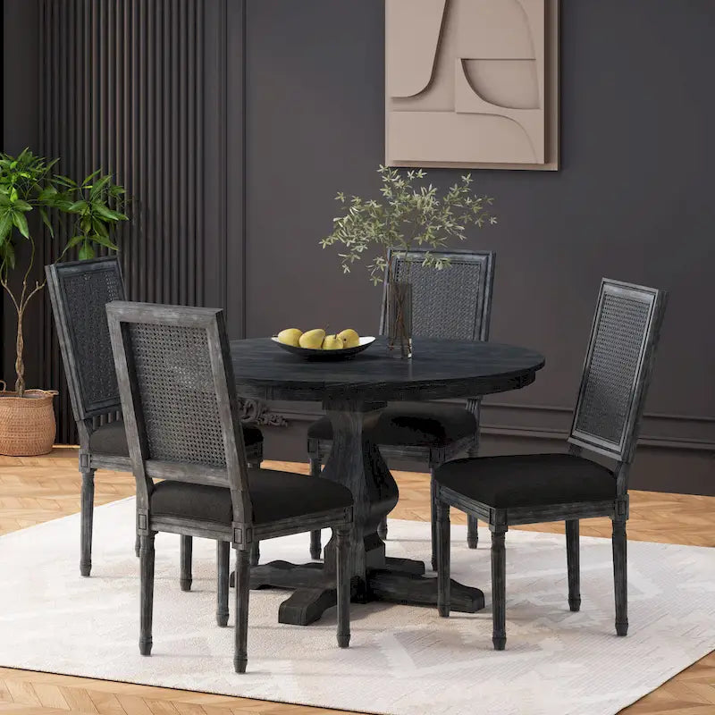 Set da pranzo circolare a 5 pezzi imbottito in legno e canna Remuda di Christopher Knight Home