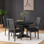 Set da pranzo circolare a 5 pezzi imbottito in legno e canna Remuda di Christopher Knight Home