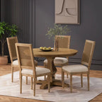 Set da pranzo circolare a 5 pezzi imbottito in legno e canna Remuda di Christopher Knight Home