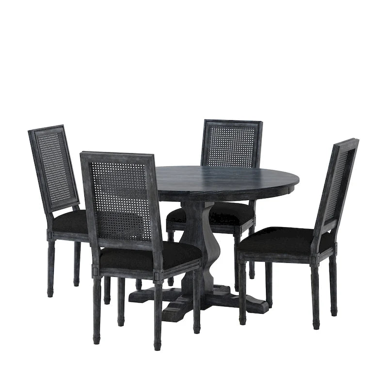 Set da pranzo circolare a 5 pezzi imbottito in legno e canna Remuda di Christopher Knight Home