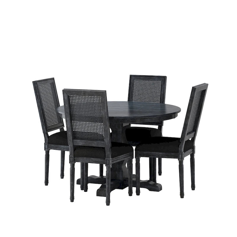Set da pranzo circolare a 5 pezzi imbottito in legno e canna Remuda di Christopher Knight Home