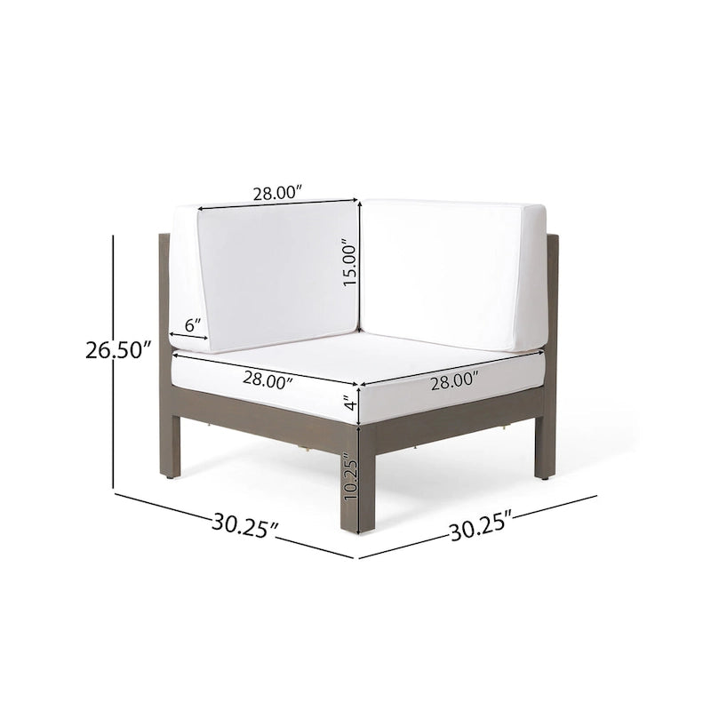 Brava Outdoor Acacia Wood 8 Seater U-Shaped Sectional Sofa Set with Fire Pit by Christopher Knight Home