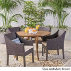 Set da pranzo da 5 pezzi per esterni Kingston in legno di acacia e vimini di Christopher Knight Home