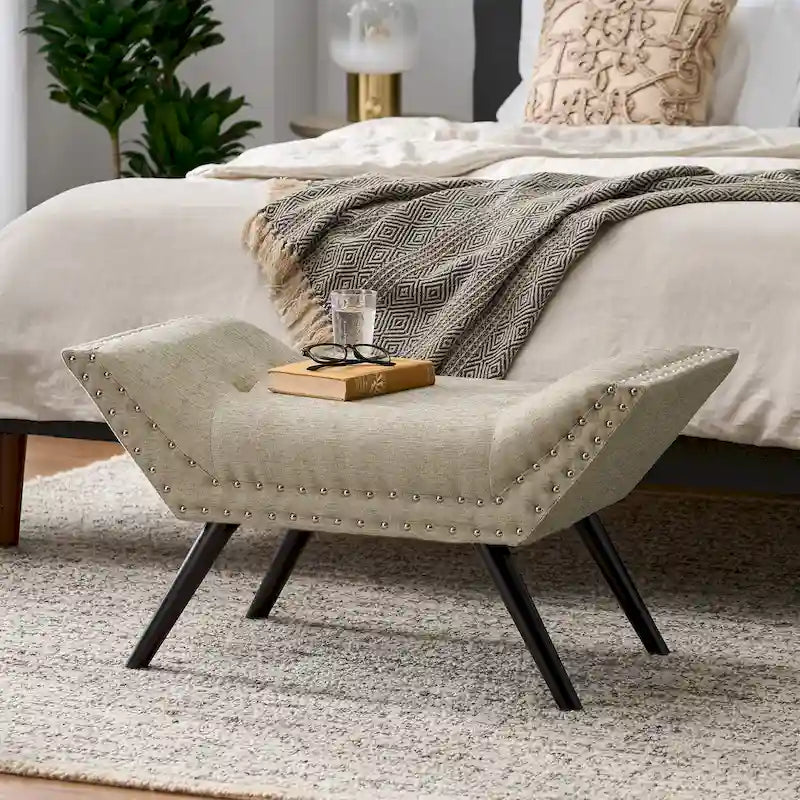 Christopher Knight Home Rosalynn Tufted Fabric Ottoman Bench  Stylish and Multi-Functional