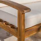 Peyton Outdoor Cushioned Acacia Wood Loveseat and Table Set by Christopher Knight Home