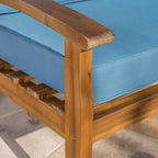 Peyton Outdoor Cushioned Acacia Wood Loveseat and Table Set by Christopher Knight Home