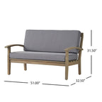 Peyton Outdoor Cushioned Acacia Wood Loveseat and Table Set by Christopher Knight Home