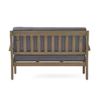 Peyton Outdoor Cushioned Acacia Wood Loveseat and Table Set by Christopher Knight Home