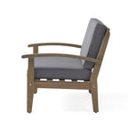 Peyton Outdoor Cushioned Acacia Wood Loveseat and Table Set by Christopher Knight Home