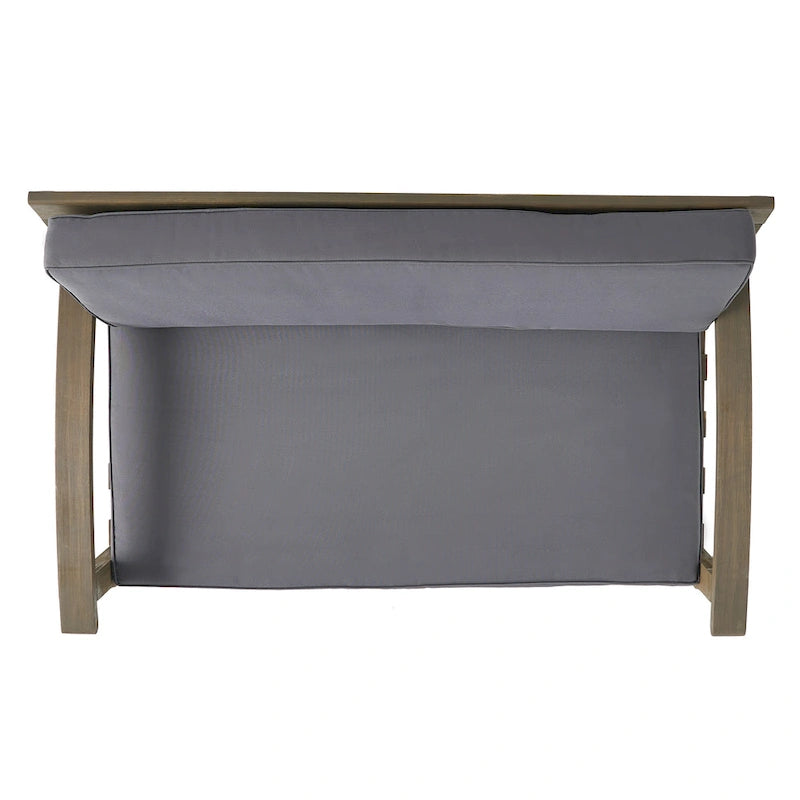 Peyton Outdoor Cushioned Acacia Wood Loveseat and Table Set by Christopher Knight Home