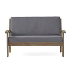 Peyton Outdoor Cushioned Acacia Wood Loveseat and Table Set by Christopher Knight Home
