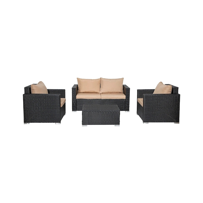 Landon 4-piece Wicker Outdoor Patio Furniture Set with Cushions