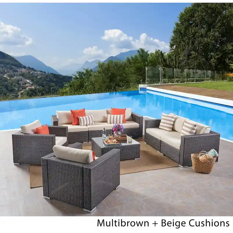 Santa Rosa Outdoor 8-pc. Wicker Chat Set by Christopher Knight Home - 8 Piece Set