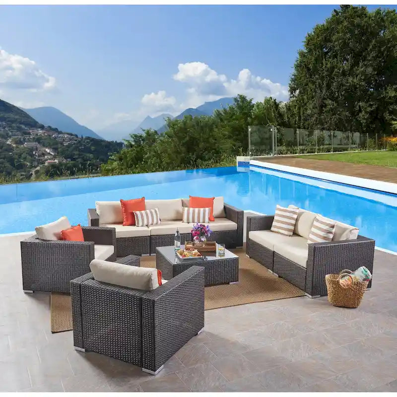Santa Rosa Outdoor 8-pc. Wicker Chat Set by Christopher Knight Home - 8 Piece Set
