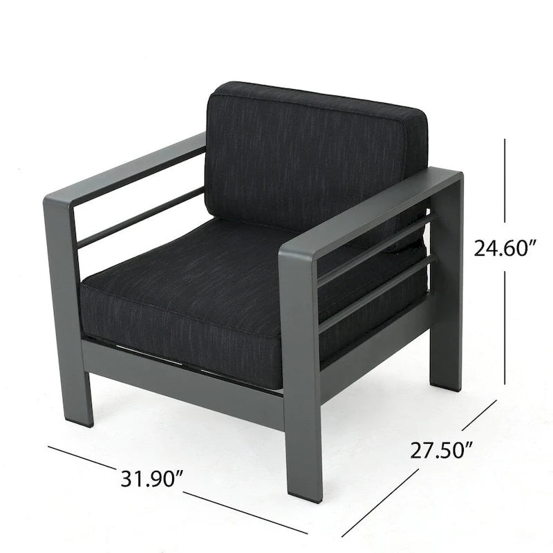 Cape Coral Outdoor Aluminum Club Chair with Cushions (Set of 4) by Christopher Knight Home