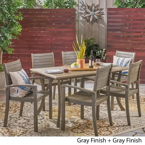 Set da pranzo rettangolare per 6 persone in legno di acacia Anchor Outdoor di Christopher Knight Home