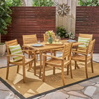 Anchor Outdoor 6-Seater Rectangular Acacia Wood Dining Set by Christopher Knight Home