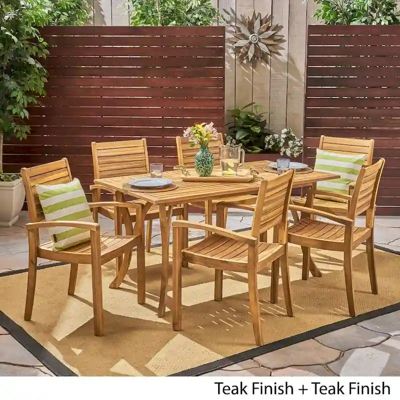 Anchor Outdoor 6-Seater Rectangular Acacia Wood Dining Set by Christopher Knight Home