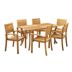 Anchor Outdoor 6-Seater Rectangular Acacia Wood Dining Set by Christopher Knight Home